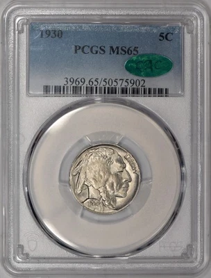 1930 Buffalo Nickel 5c PCGS MS65 CAC - Fully Struck & Lustrous! - Image 1 of 4