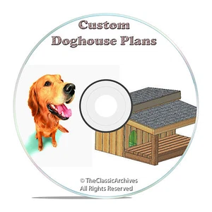 PORTABLE DOG HOUSE PLANS, REMOVABLE ROOF, LARGE DOG, WITH COVERED PORCH PLANS CD - Picture 1 of 1