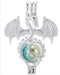 Dragon Aromatherapy Essential Oil Pearl Pendant  for Necklace Bracelet Ear Ring - Picture 1 of 2