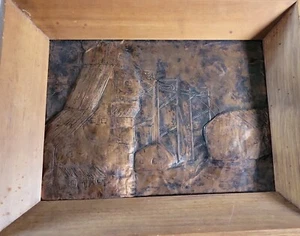 Mid Century Art Large Vintage Copper Metal Relief Wall Art Rustic Frame MCM - Bild 1 von 9