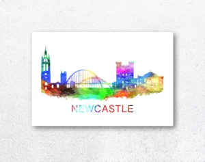 Impresión en lienzo arte de pared acuarela horizonte de Newcastle. City Landmark Tyne Bridge - Imagen 1 de 1