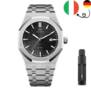 S&T Design Orologio da Uomo Orologio da Polso Impermeabile Acciaio Inox - Foto 1 di 29