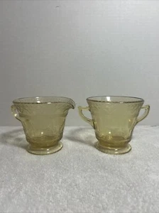 FEDERAL PATRICIAN AMBER DEPRESSION GLASS CREAMER & SUGAR BOWL- VINTAGE - Picture 1 of 8