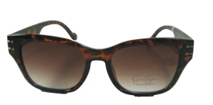 Jessica Simpson Cat Eye Sunglasses Black Frame Gold Accents & Logos J6372-TS - Picture 1 of 5