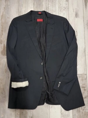 Blazer 46L Para Hombre Hugo Boss Rayas Negro Mezcla Lana Flex 2 Botones Abrigo Deportivo Foto 1 de 4