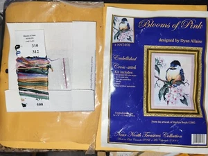 Dan Allaire Blooms Of Pink Bird Embellished Cross Stitch Kit, 5x7 - Picture 1 of 6