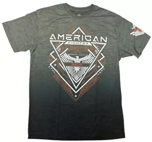 Camiseta para hombre American Fighter gris negra teñido por inmersión estampado Henagar Tee - Imagen 1 de 3