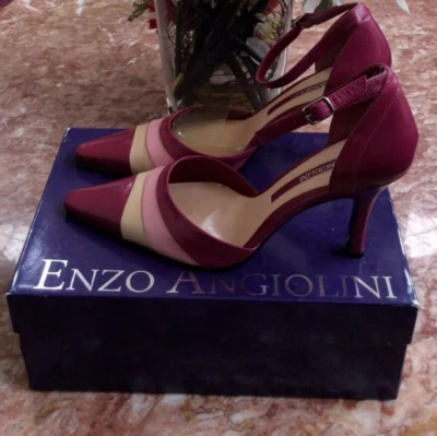 New Enzo Angiolini Eaaggie Women Pink Leather Ankle Strap Buckle Sandals Sz 7.5M - Image 1 of 4