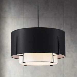Saint Mossi 4-Lights Modern Fabric Chandelier for Dining Room, Black Farmhouse C - Picture 1 of 8