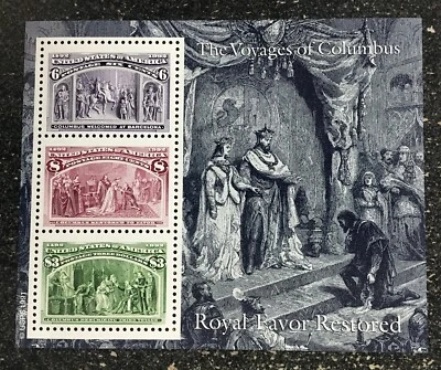 USA1992 #2627 The Voyages of Columbus Souvenir Sheet - Royal Favor Restored - Image 1 of 2