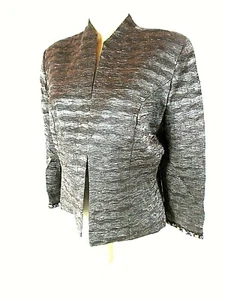 KM Collections Milla Bell Women's 10 Gray Textured Beads Lined Open Jacket (O)pm - Picture 1 of 11