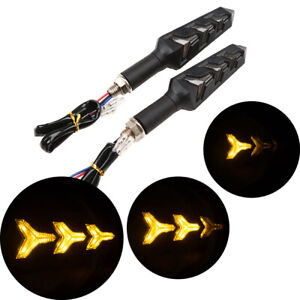 2PCS LED Turn Signal Lights Sequential Flowing Yellow Lamp Universal For Harley