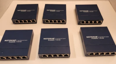 Лот из 6 NETGEAR FS105 v. 3 ProSafe 5 портов 10/100 Мбит/с коммутатор Ethernet FS 105 - Изображение 1 из 4