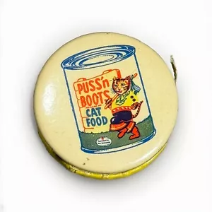 Vintage Rare Celluloid Puss n’ Boots Advertising Sewing Tape Measure 1920s - Picture 1 of 5