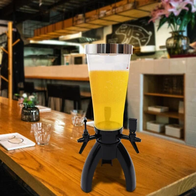 3L Beer Tower Dispenser, Spherical Beverage Dispenser Drink Tower with 3 Taps - Image 1 of 4