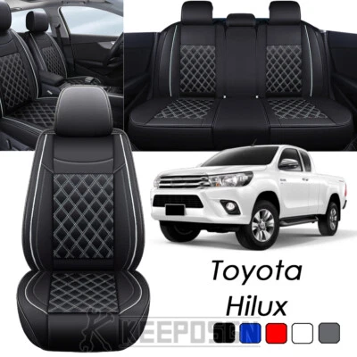 For Toyota Hilux Car Seat Covers Full Set Leather Front 5/2 Seater Waterproof Foto 1 de 4