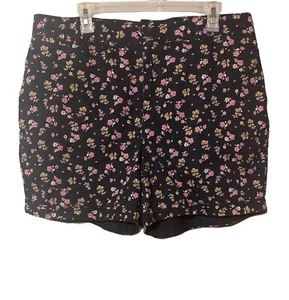 Pantaloncini corti Lane Bryant taglia 16 neri stampa floreale cotone elasticizzato più tasche curvy - Foto 1 di 14
