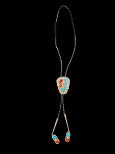 Effie C. Turquoise And Coral Bolo Tie - Picture 1 of 12