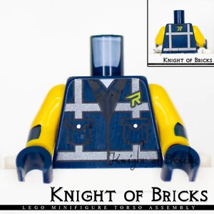 LEGO Minifigure Torso 447 DARK BLUE Safety Vest with Reflective Crossed Stripes - Picture 1 of 4