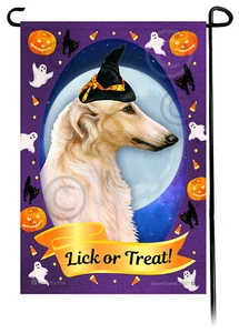 Halloween Garden Flag - Lemon and White Borzoi - Picture 1 of 1