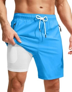 Viodia Men's Swim Trunks with Compression Liner — Quick Dry Board Shorts 2XL - Picture 1 of 6
