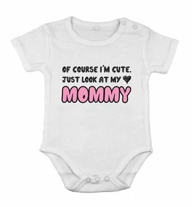 I'M cute look at my MOM NBB Babyborn lustiger Body besondere Idee Einteiler rosa - Bild 1 von 5