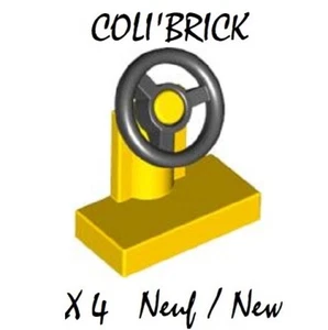 Lego 3829c01- 4x Volant / Vehicle Steering Stand 1x2 - Jaune / Yellow - NEUF - Imagen 1 de 1