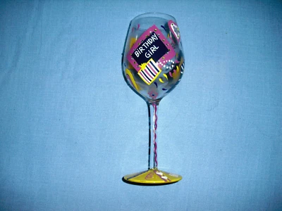 Lolita Birthday Girl Love My Wine Collection Hand Painted Wine Glass Colorful - Image 1 of 4