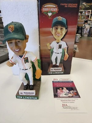 Tim Lincecum Very Rare Autographed SGA Grizzlies Bobblehead SF Giants JSA Cert - Image 1 of 4
