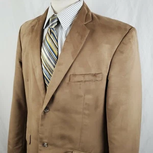 Concepts by Claiborne Sport Coat Jacket 44R Faux Suede Two Button Tan Microfiber - Picture 1 of 12