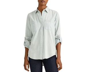 LAUREN Ralph Lauren Women's Rimnan Long Sleeve Chambray Shirt Size Large - Picture 1 of 2