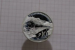 π§ π¨π° COOK ISLANDS 10 DOLLARS 2010 SILVER PROOF CALIFORNIA W/ CONTACT MARKS B7 - Picture 1 of 4