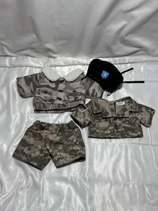 Build A Bear Camo Outfit Lot Camouflage Military Soldier Hunting Hat Jacket Fur - Picture 1 of 15
