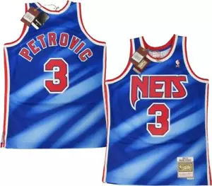 New 1990-91 Drazen Petrovic #3 Nets Mens Mitchell & Ness Swingman Jersey $130 - Picture 1 of 12