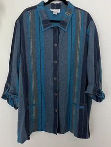 Erin London Catherines Shirt Plus Size 32 Vacation Cruise Travel Beach Linen - Picture 1 of 8