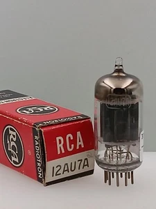 RCA 12AU7A Test NOS Long Black Plates Slant Square Getter Serious Tubes D681 - Bild 1 von 4