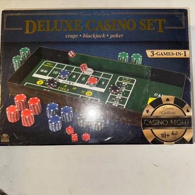 Game Gallery Deluxe Casino Set - Craps, Blackjack, Poker. SEALED Free Shipping - Image 1 of 2
