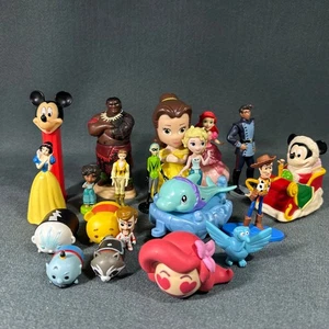 Walt Disney Toy Figure Lot Mickey Pez Ariel Tsum Belle Elsa Cinderella Woody - Picture 1 of 11