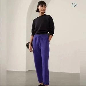 Athleta Easy Fleece Jogger Size SMALL Women Deep Marine Sweatpants Thick NEW - Picture 1 of 18