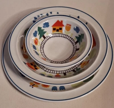 3 tlg Essgeschirr Set Thomas Brigitte GRAZIELA Kinder Geschirr Eisenbahn 80er - Bild 1 von 4