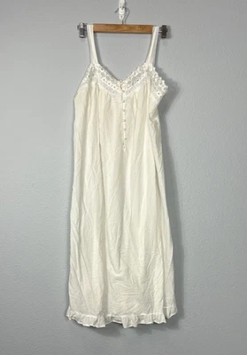 Camisón mediano vintage delicado crema bordado encaje Peignoir Cottagecore Foto 1 de 4