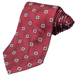 Cravatta Brooks Brothers 57" seta rosso blu bianco geometrica quadrata larga USA - Foto 1 di 7