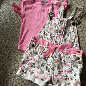Little Lass 6x Girls Floral Summer Overall & Top - Picture 1 of 7
