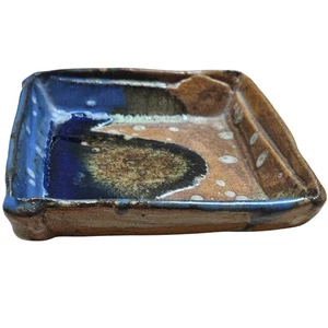 Handmade Studio Pottery  5 inch Square Dish Brutalist Signed Trinkets Change - Picture 1 of 5