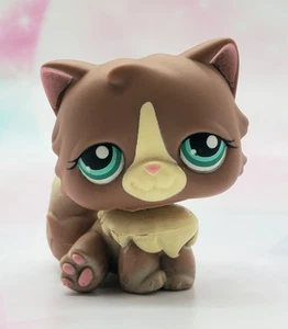 Littlest Pet Shop Authentic # 371 braun creme Perserkatze grüne Augen Hals rost - Bild 1 von 5