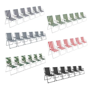 6x Sillas de Playa Plegables de Metal Exterior Camping Picnic Sillón Asiento de Lona - Imagen 1 de 25