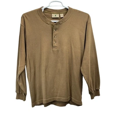 Vintage Northwest Territory Mens Brown Waffle Knit Thermal L/S Henley Medium - Image 1 of 4