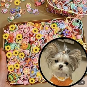 30 pcs Dog Ponytails, Bulk Pet Small Pup Hair Bows with Rubber Bands, Grooming - Picture 1 of 6