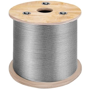 T316 Edelstahlkabel 1/8 Zoll 7x7 Stahldrahtseil Seil 500 Fuß Kabel Geländer Tr - Bild 1 von 1