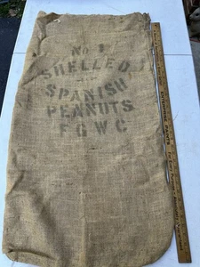 Vintage No 1 Shelled Spanish Peanuts Burlap Bag Sack 40“X 32” FGWC Great Shape - Picture 1 of 4